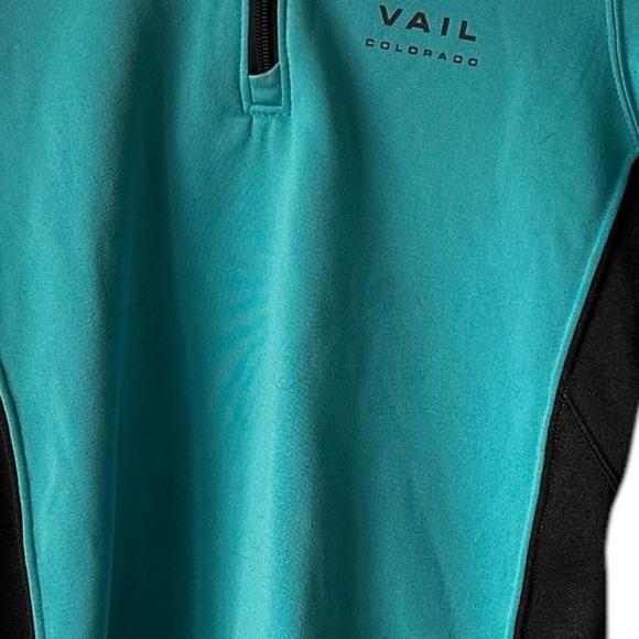 Women's Teal and Black Quarter-Zip Sweatshirt - Picture 11 of 12